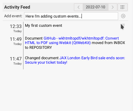 Adding custom events in activity feed